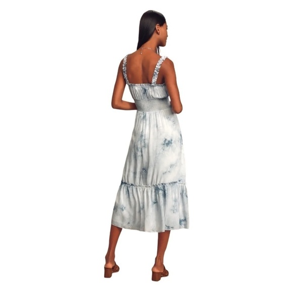 Lulus X LUSH Ruffle Luck Blue Tie-Dye Ruffled Midi Dress - Picture 4 of 12